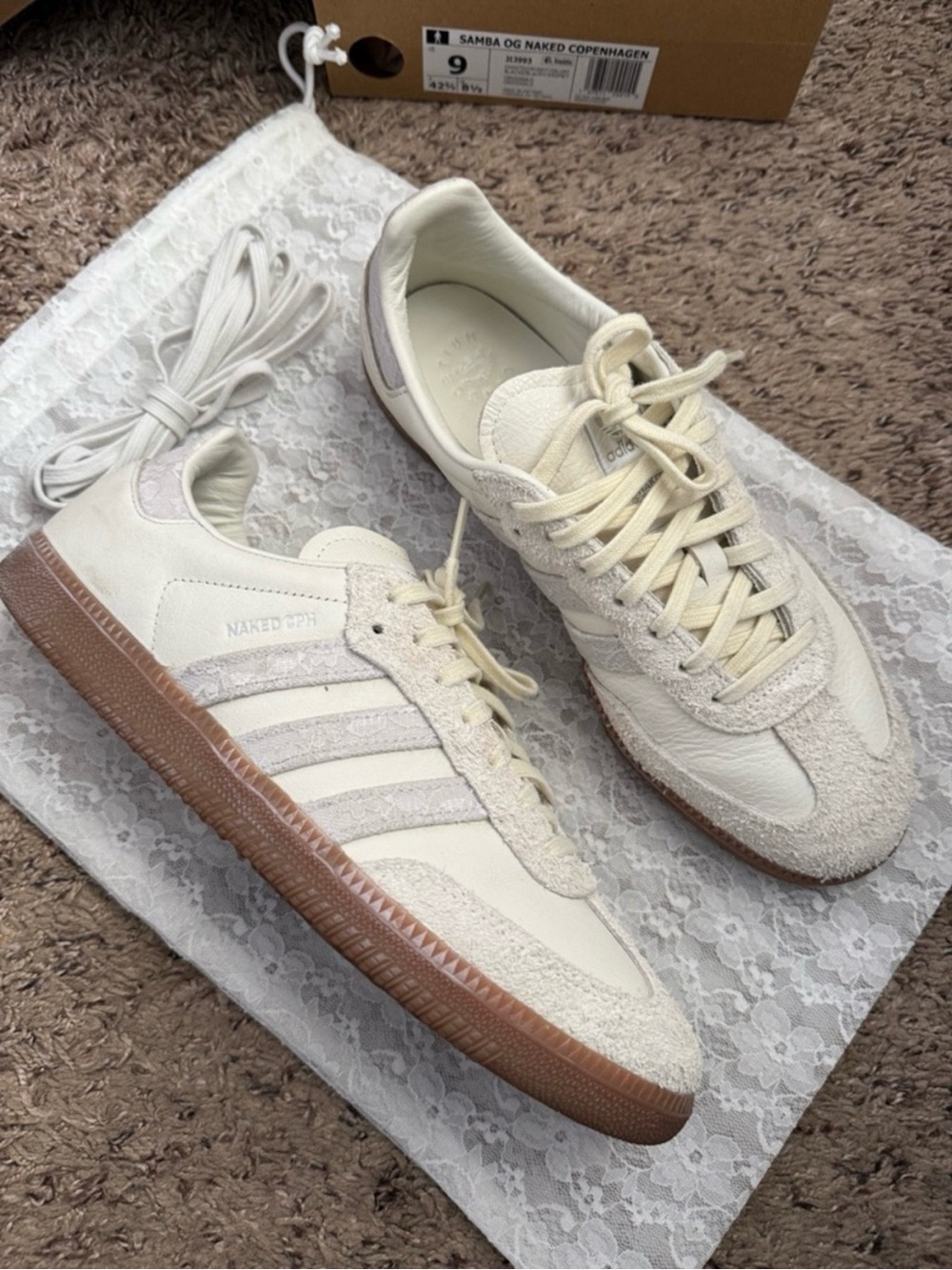adidas x Naked Copenhagen Samba OG Lace Cream White Off White Sneaker JI3993 W10 - Picture 2 of 16